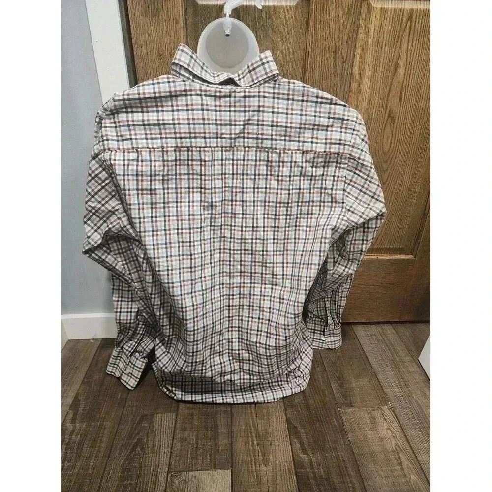 Collar Tales Mens Button Down Shirt size XL Slim Fit Plaid Brown Black Gray Whit - Picture 3 of 5